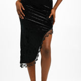 Topshop Velvet Embellished Tassel Skirt In Black