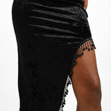 Topshop Velvet Embellished Tassel Skirt In Black