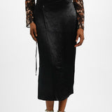 Topshop Crinkle Wrap Midi Skirt In Black