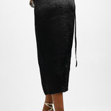 Topshop Crinkle Wrap Midi Skirt In Black