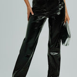 Amy Lynn Longer Leg Lupe Trouser In High Shine Black