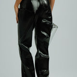 Amy Lynn Longer Leg Lupe Trouser In High Shine Black