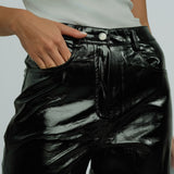 Amy Lynn Longer Leg Lupe Trouser In High Shine Black