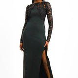 TFNC Long Sleeve Maxi Dress With Lace Insert In Black