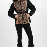 Threadbare Ski Belted Coat With Faux Fur Hood In Leopard Print