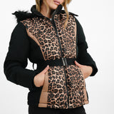 Threadbare Ski Belted Coat With Faux Fur Hood In Leopard Print