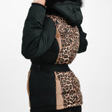 Threadbare Ski Belted Coat With Faux Fur Hood In Leopard Print