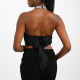 Forever New Embellished Tie Back Top In Black