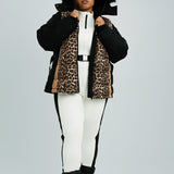 Threadbare Plus Ski Belted Coat With Faux Fur Hood In Leopard Print