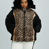 Threadbare Plus Ski Belted Coat With Faux Fur Hood In Leopard Print