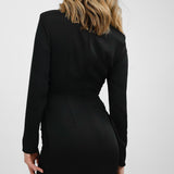 Topshop Long Sleeve Tie Front Mini Dress In Black