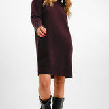 Whistles High Neck Knitted Dress In Burgundy