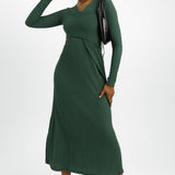 ASOS DESIGN Drape Midi Dress With Wrap Detail In Green