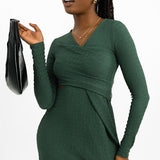 ASOS DESIGN Drape Midi Dress With Wrap Detail In Green