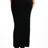 Knitted Minimal Midaxi Skirt With Zip Detail In Black