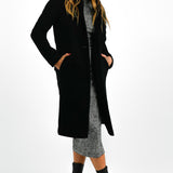 Helene Berman Classic Wool Blend Coat In Black