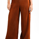 ASOS EDITION Wide Leg Plisse Pleat Front Trouser In Rust