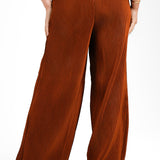 ASOS EDITION Wide Leg Plisse Pleat Front Trouser In Rust