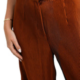 ASOS EDITION Wide Leg Plisse Pleat Front Trouser In Rust