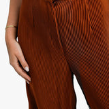 ASOS EDITION Wide Leg Plisse Pleat Front Trouser In Rust