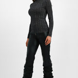 & Other Stories Shrunken Knitted Variegated Rib Top In Black With Silver Metallic