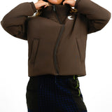 Karl Kani Og Puffer Jacket In Brown With Wavy Zip Detail