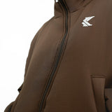 Karl Kani Og Puffer Jacket In Brown With Wavy Zip Detail