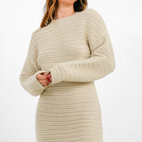 Pretty Lavish Tie Back Knitted Mini Dress In Stone