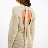 Pretty Lavish Tie Back Knitted Mini Dress In Stone