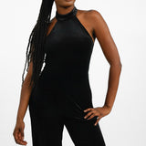 NA-KD Velvet Jumpsuit In Black