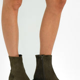 Topshop Riley Suede Western Boot In Mushroom