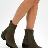 Topshop Riley Suede Western Boot In Mushroom