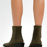 Topshop Riley Suede Western Boot In Mushroom