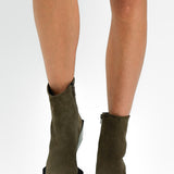 Topshop Riley Suede Western Boot In Mushroom