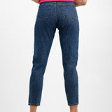 Dr Denim Nora High Waist Mom Fit Tapered Leg Jeans In Mid Retro Blue