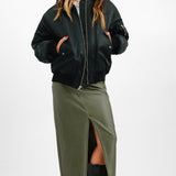 Wrangler Bomber Jacket With Collar And Ruching Detail In Black