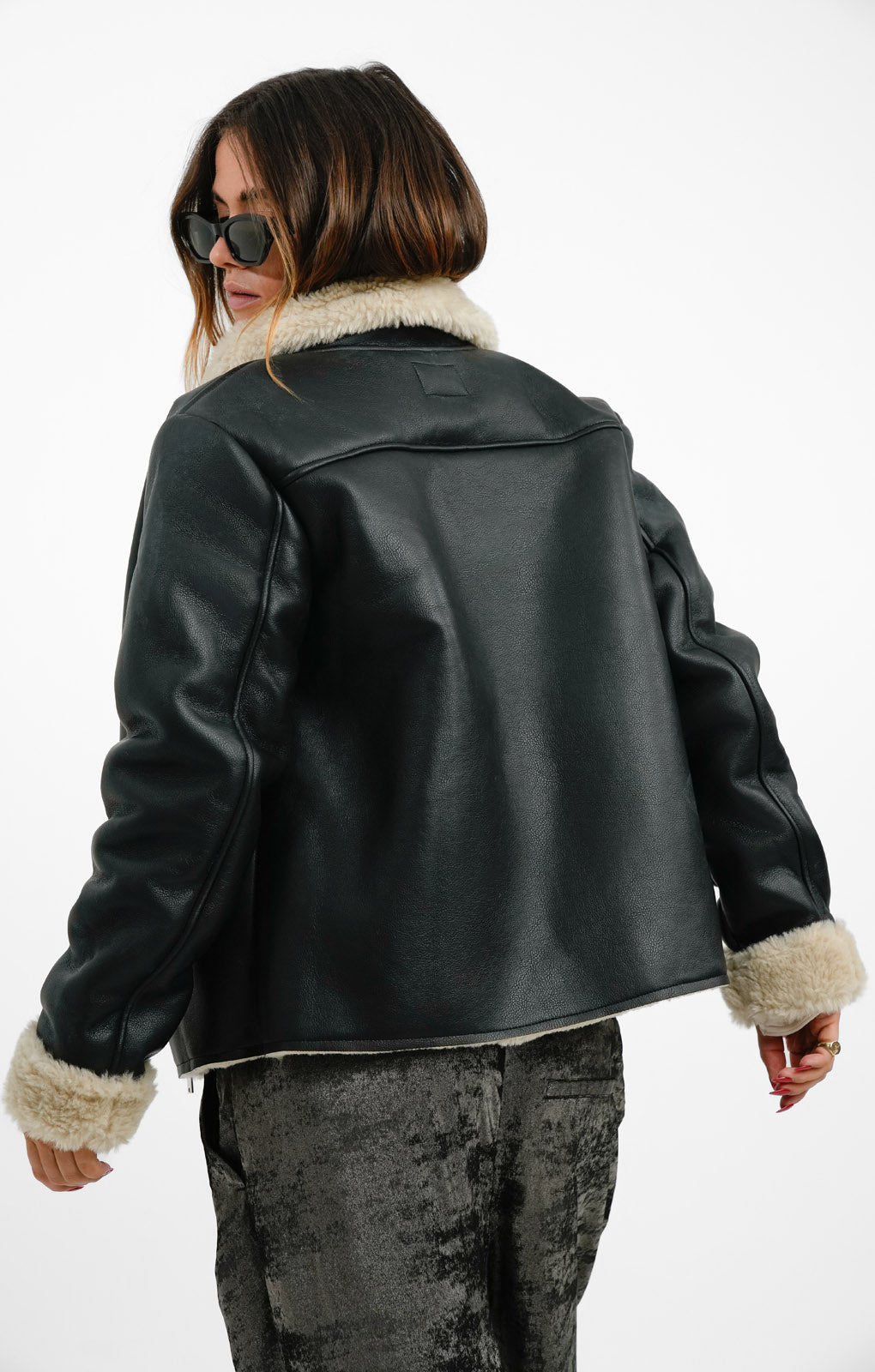 Rent NA KD x Claire Rose Faux Leather Jacket In Black Hirestreet