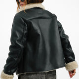 NA-KD x Claire Rose Faux Leather Teddy Jacket In Black