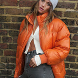 Il Sarto Puffer Jacket With Back Logo In Bright Orange