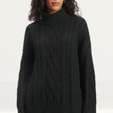 Nobody's Child Black Cable Knitted Roll Neck Jumper