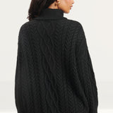 Nobody's Child Black Cable Knitted Roll Neck Jumper