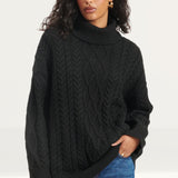 Nobody's Child Black Cable Knitted Roll Neck Jumper