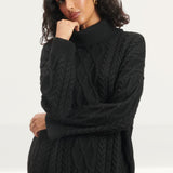 Nobody's Child Black Cable Knitted Roll Neck Jumper