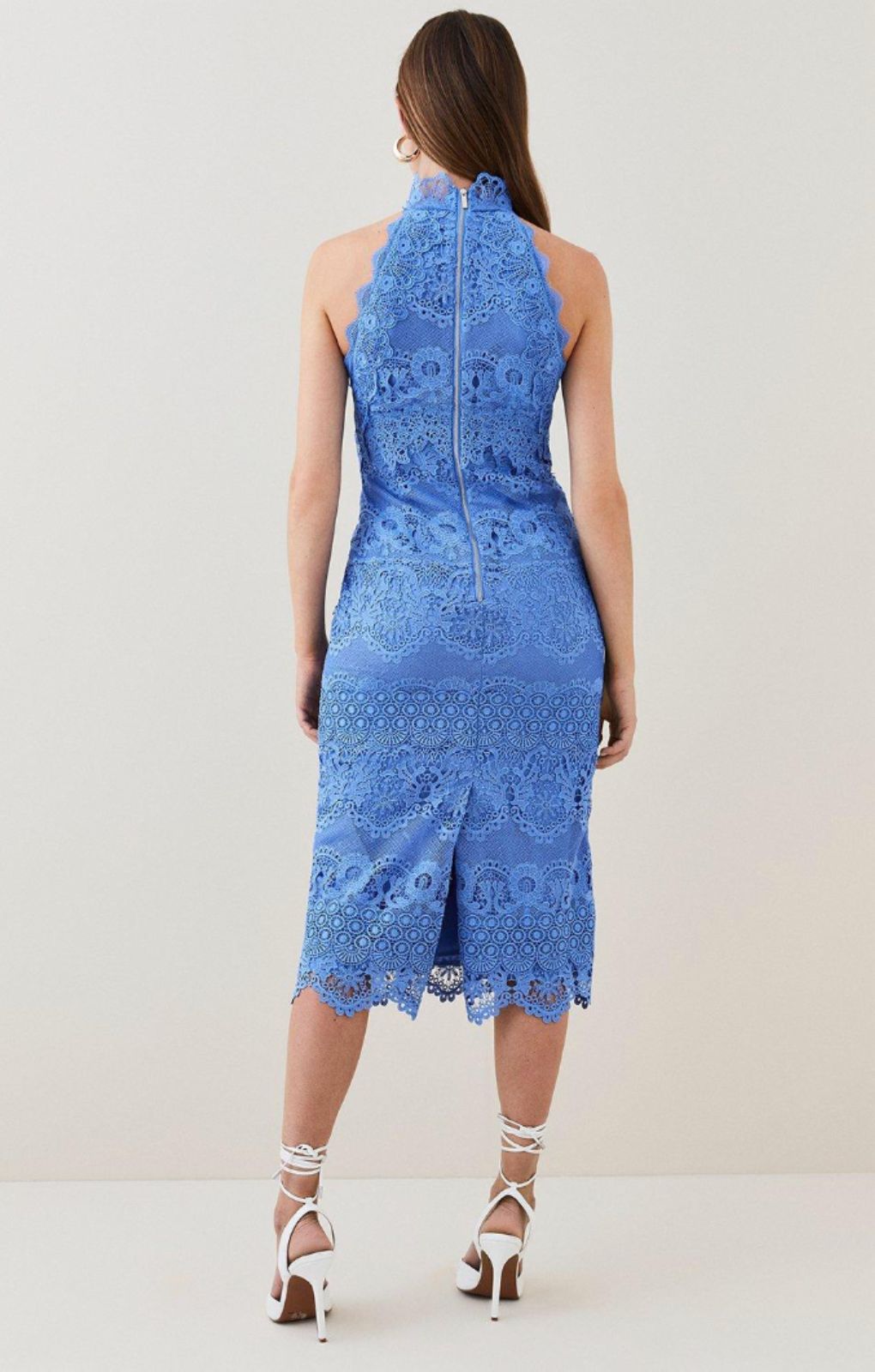 Karen Millen Guipure Lace Woven Halter Midi Dress