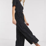 ASOS DESIGN Tea Jumpsuit With Button Back Detail In Mono Spot