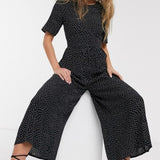 ASOS DESIGN Tea Jumpsuit With Button Back Detail In Mono Spot