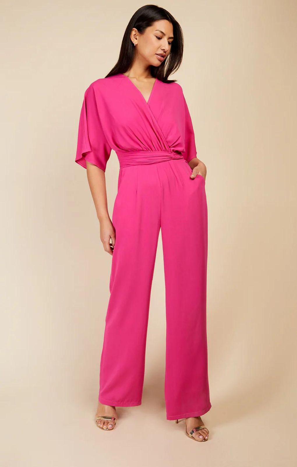 Little Mistress Pink Twist Detail Jumpsuit