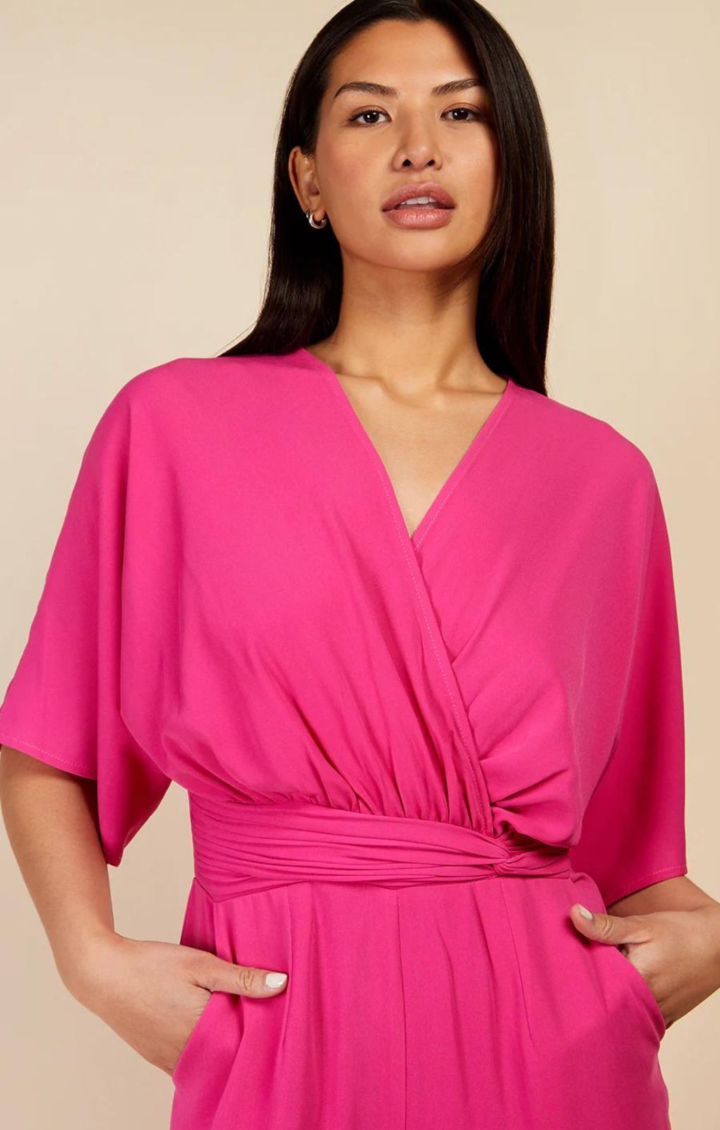 Little Mistress Pink Twist Detail Jumpsuit