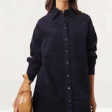 Glamorous Black Corduroy Hi-Lo Shirt Dress