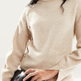 Morgan Knitted Wool Jumper With Button Details In Beige